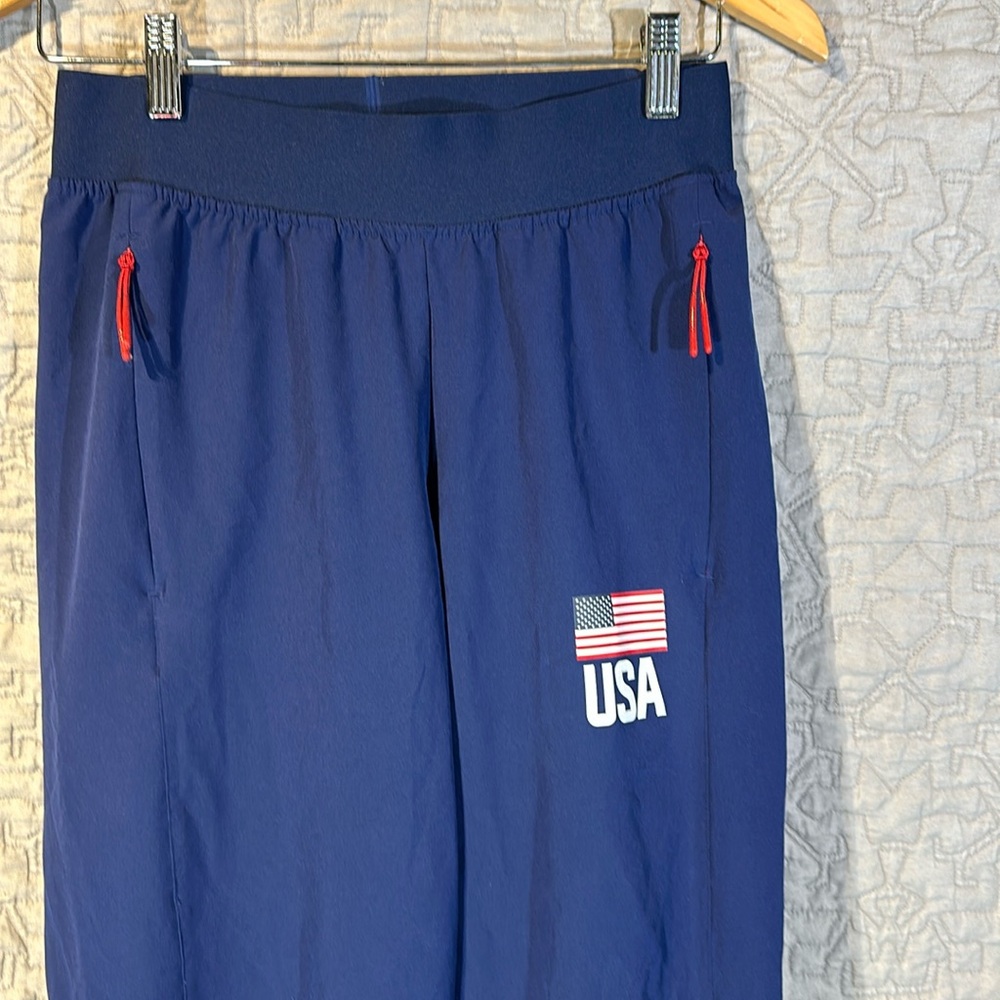 Adidas USAV uSA volleyball warm-up pants ST Small tall blue flag red stretch